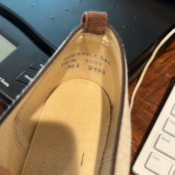 Canvas Ballet Flats Womens Size 10 Textured Rubber Outsole Cream Brown - Picture 9 of 12